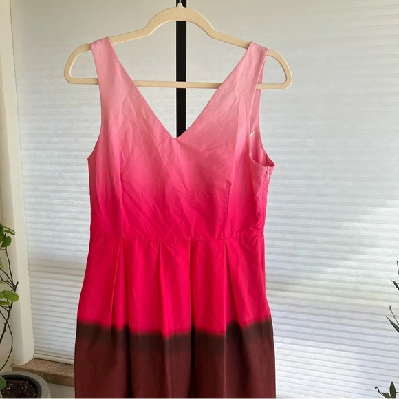 Blanca Luz Milano Ombré V Neckline Fit Flare Dress Magenta Burgundy IT 40 2 NWT - Picture 2 of 10